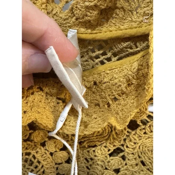 SEZANE Blouse Pauletta Mustard Size 44 Crochet Vintage Inspired US 16 - Picture 6 of 9